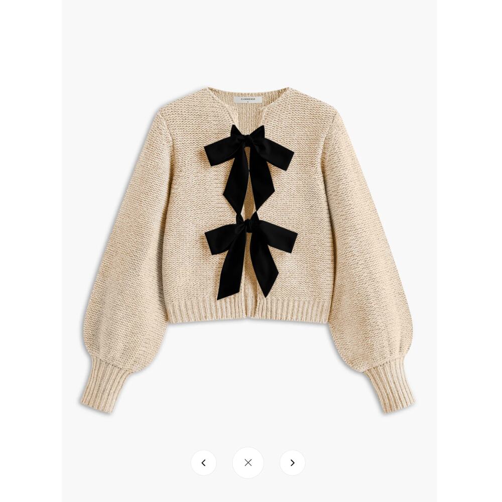 Commense Crew Neck Bow Knit Top  Sz XL
